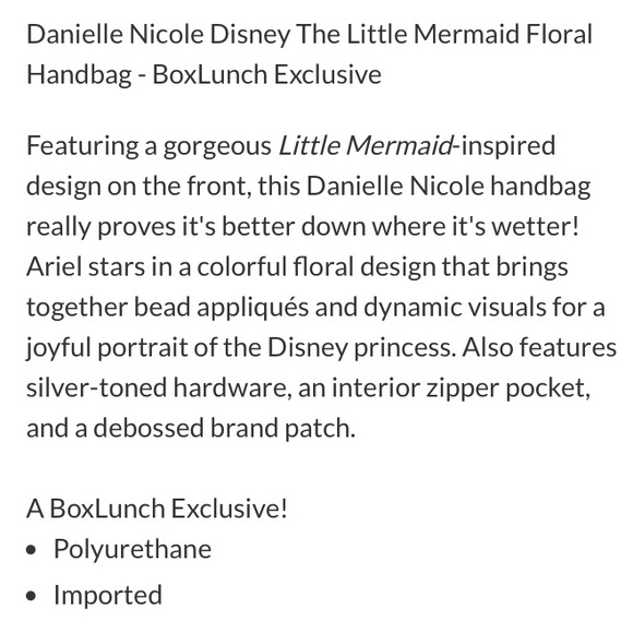 DANIELLE NICOLE DISNEY THE LITTLE MERMAID Ariel HANDBAG, CARDHOLDER & PIN BUNDLE - Picture 7 of 13